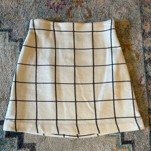 Checkered A-Line Wool Mini Skirt